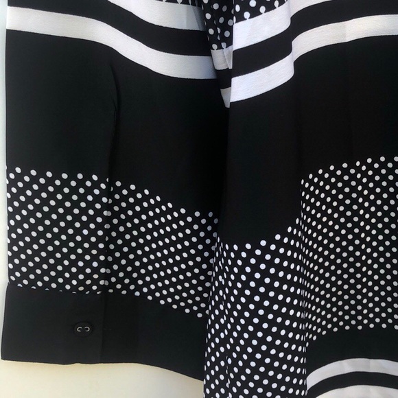 NWOT ModCloth Womens small Peter Pan Collar polka dot striped 3/4 sleeve top - Picture 6 of 8